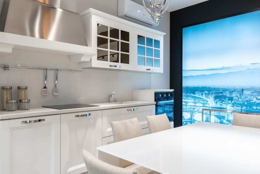 Modern kitchen interior with window